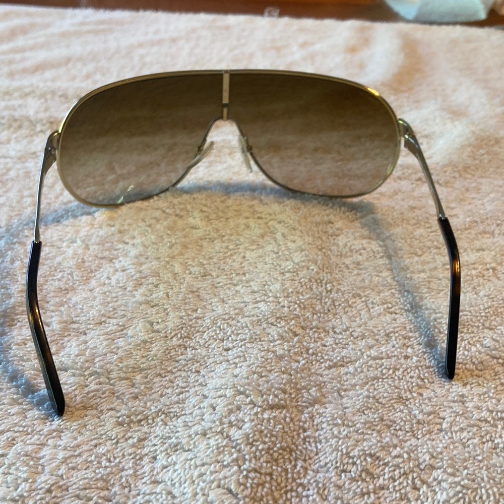Prada Gold and Blackish Brown Aviator Sunglasses - Picture 3 of 15